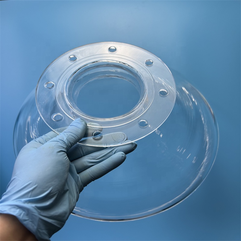 Customize Size Thickness Twin Tube Clear High Purity Flange Quartz Tube Fused Silica Polished Flange Ring Bending Welding
