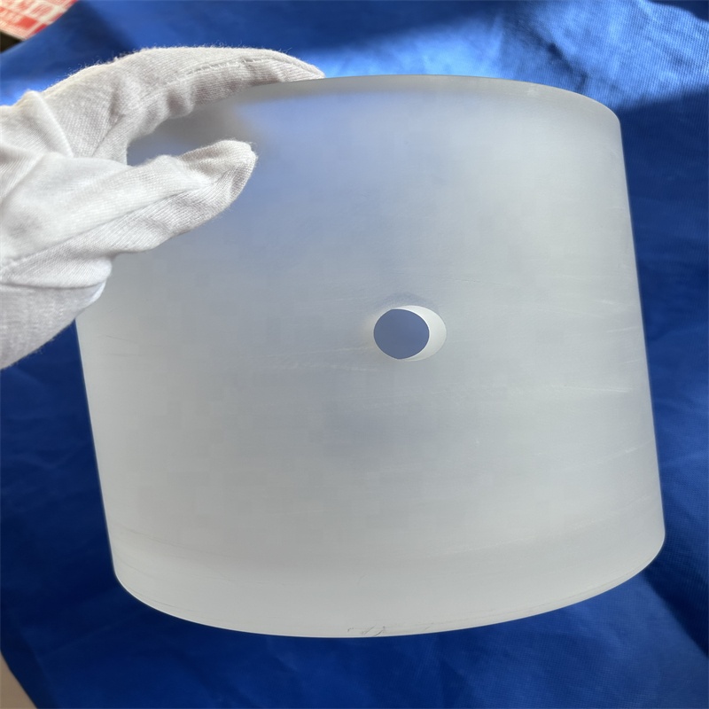 Open Ended Fused Quartz Frosted Glass Cylinder Ingot with Moulding Welding Cutting Services Custom Sizes for Optics Applications